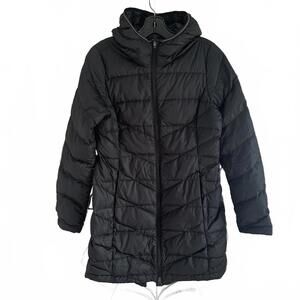 Lole Women's Winter Duck Down Black Hooded Puffer Coat - Medium